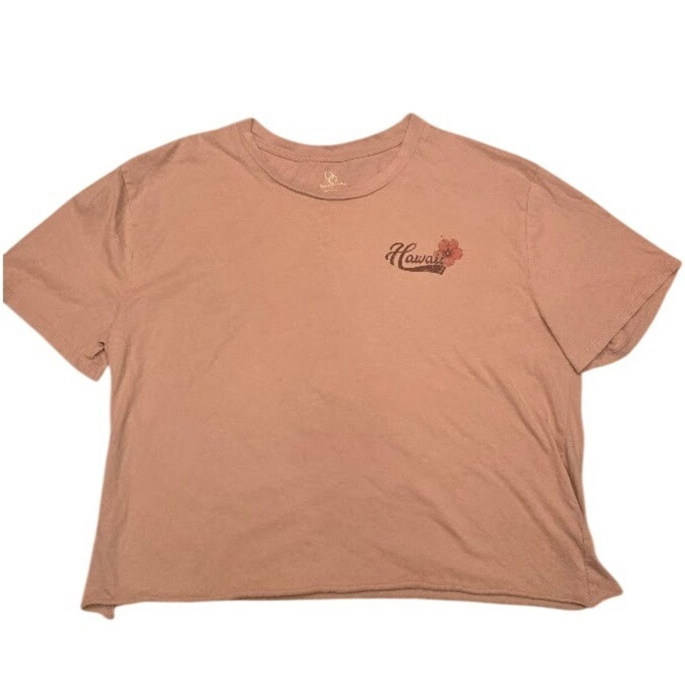 Organic Generation Waikiki Hawaii Graphic Tee Peach Cotton Shirt Large QT1095